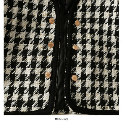 Thousand bird lattice loose small coat women's autumn long sleeve versatile top  2105