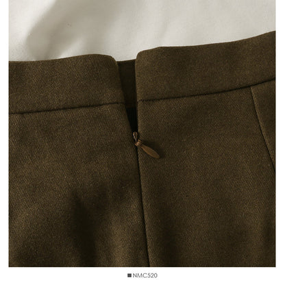 Simple and versatile open line high waist slim A-line skirt  2605