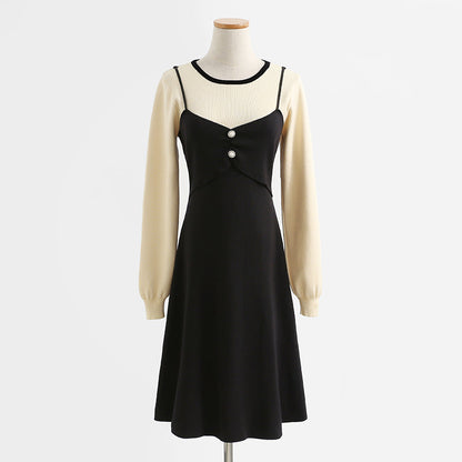 Stitched Knit Skirt French age reducing slim bottomed dress for women  2202