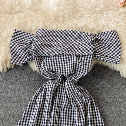 French Kikyo first love Plaid Dress  3066