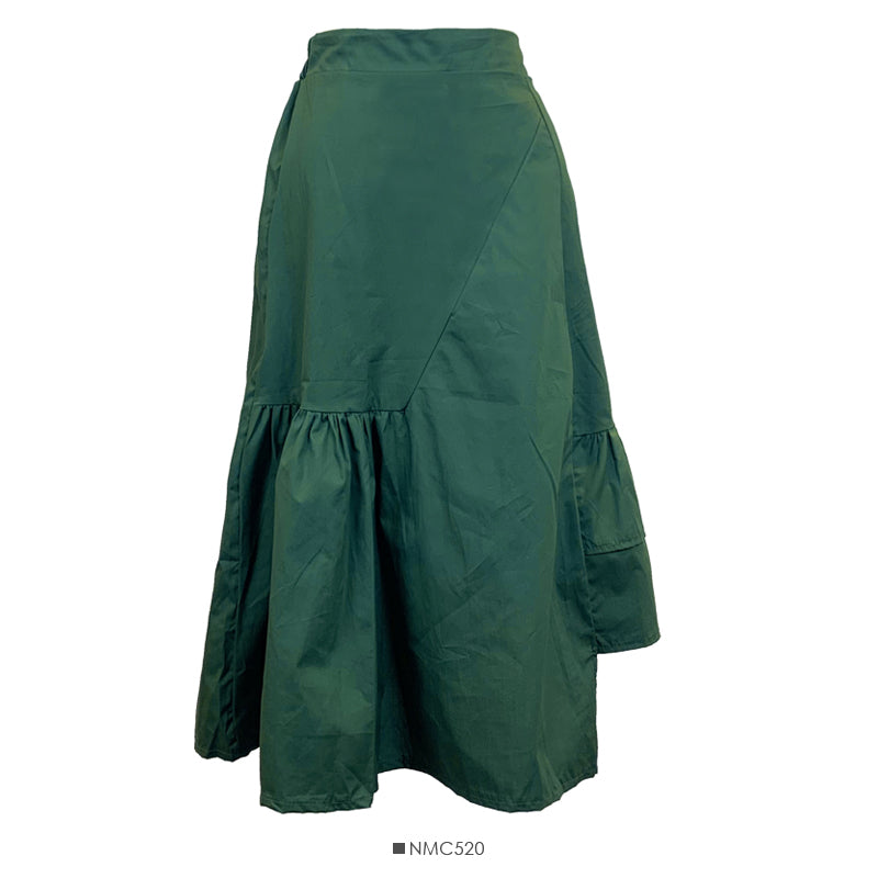 Korean irregular stitching versatile solid medium length A-line skirt  2610