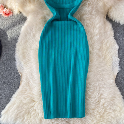 Knitted suspender fashion tight and thin Hip Wrap Dress  2823