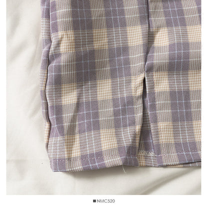 Retro simple versatile Plaid split casual A-line skirt  2645