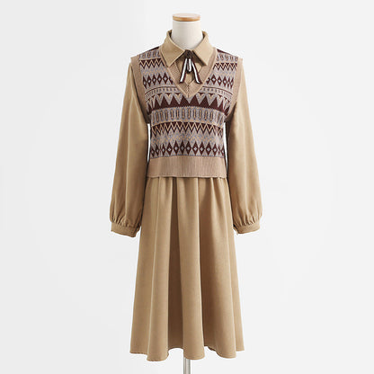 Vest coat corduroy dress  2334