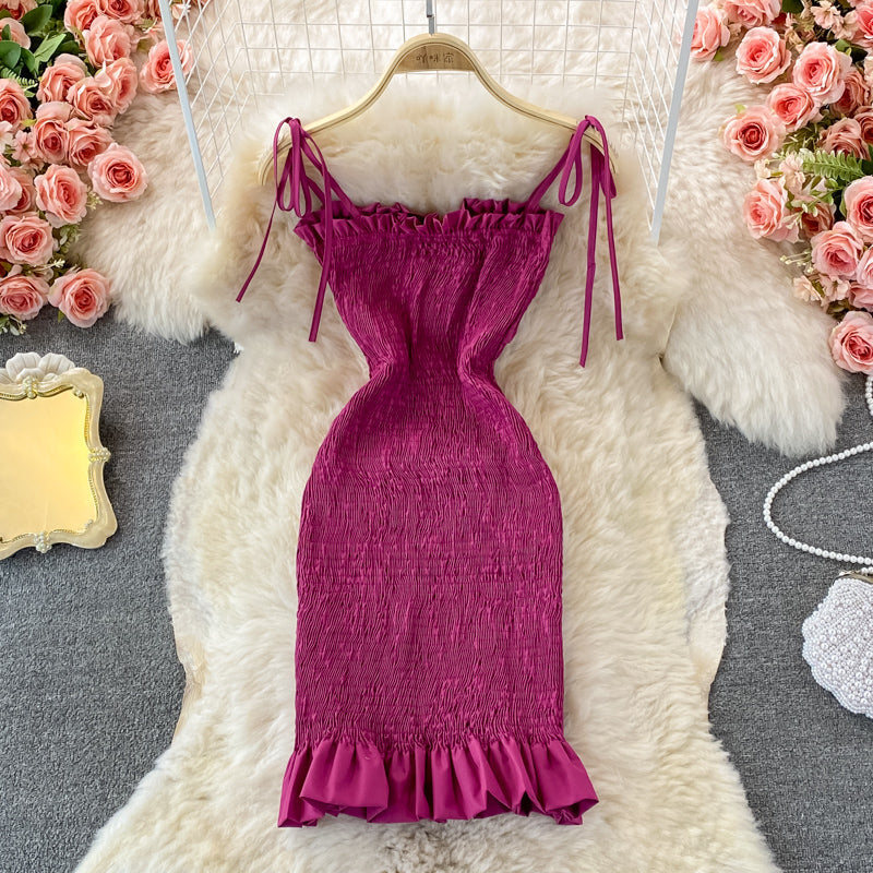 Suspender Hip Wrap fishtail dress female  3254