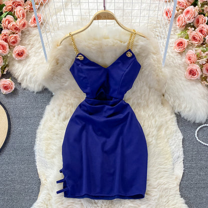 Sexy fashion hollow out waist tight bag hip suspender dress  3359