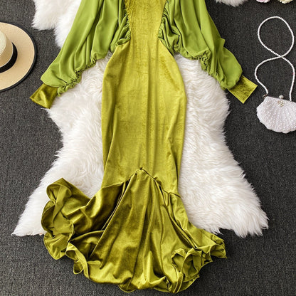 Long skirt with narrow waist and hip and fishtail  2879