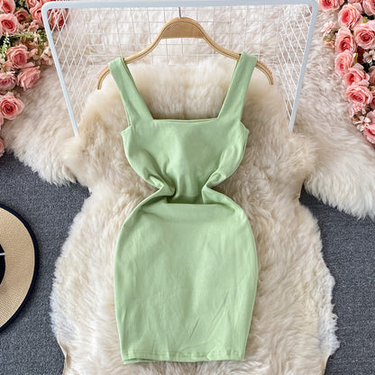 Temperament pleated waist drawstring dress  2810