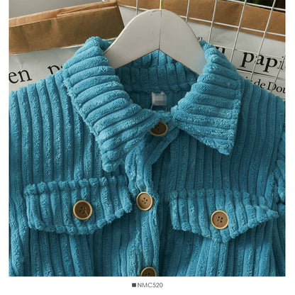 Korean minority corduroy short lapel jacket  2084
