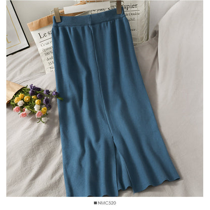 Slim and slim, medium and long split Knit Skirt, foreign style and versatile  2671