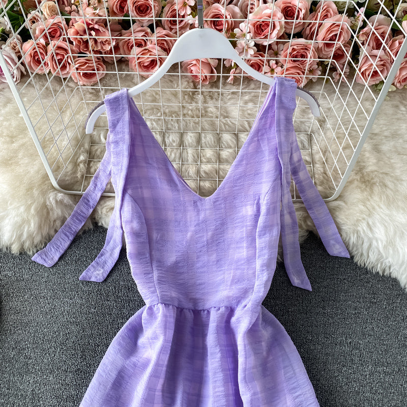 Seaside holiday V-neck backless dress  2935