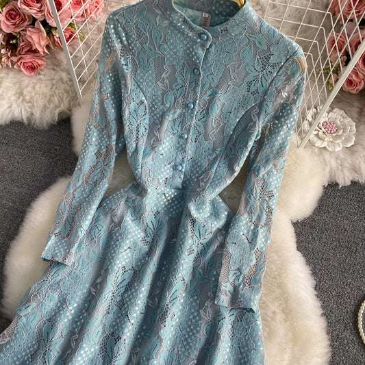 French Crochet cut out lace dress  3435