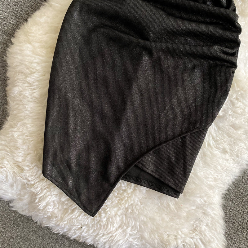 Slim dress V-neck low chest hip skirt suspender skirt  3048