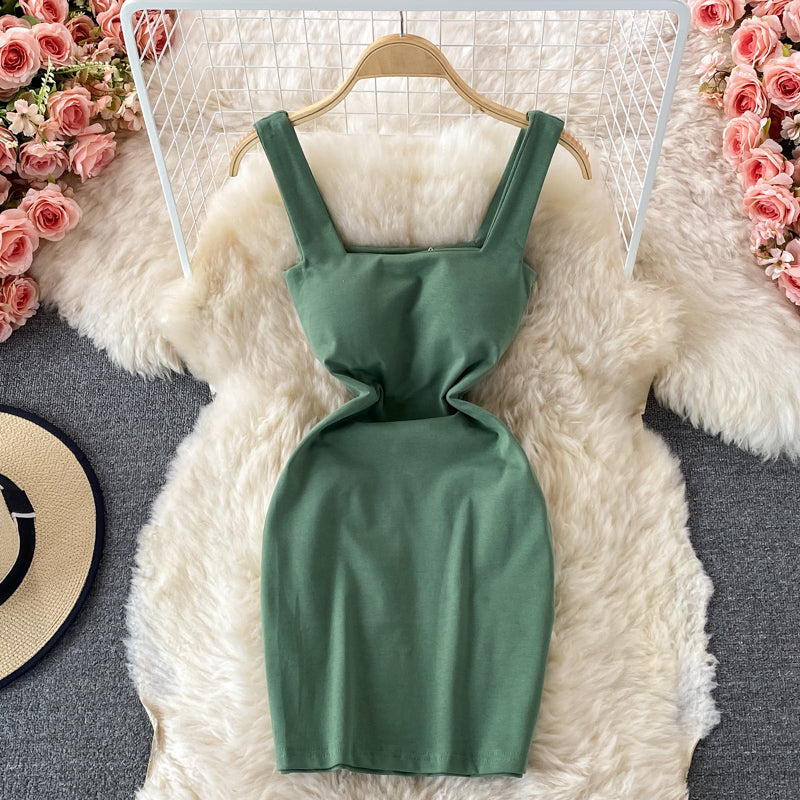 Temperament pleated waist drawstring dress  2810