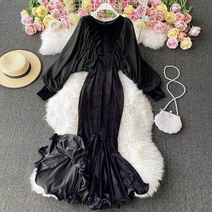 Long skirt with narrow waist and hip and fishtail  2879