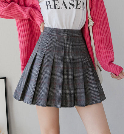 Cute A line plaid skirt short skirt  3462
