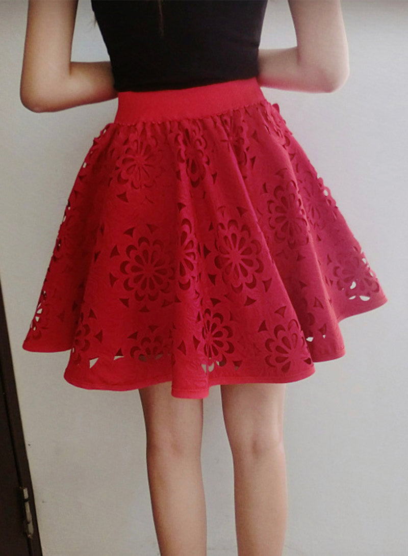 Cute A line skirt red/black skirt  3506