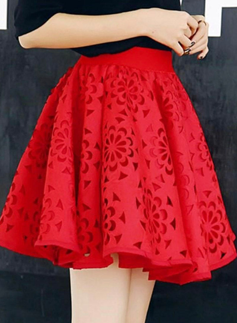 Cute A line skirt red/black skirt  3506