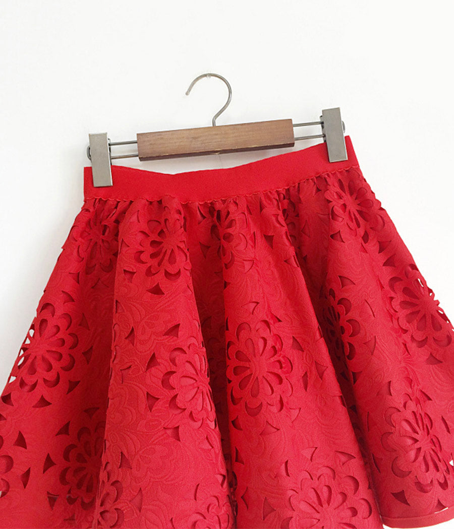 Cute A line skirt red/black skirt  3506
