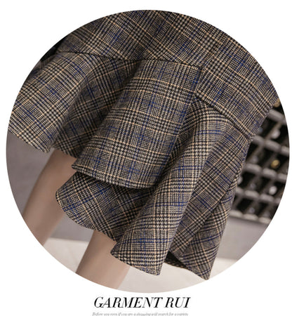 Stylish irregular plaid skirt  3475