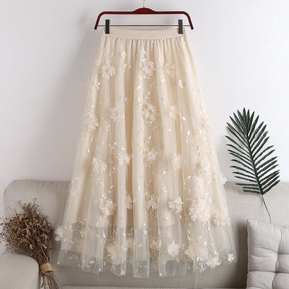 Cute A line tulle applique skirt  3451