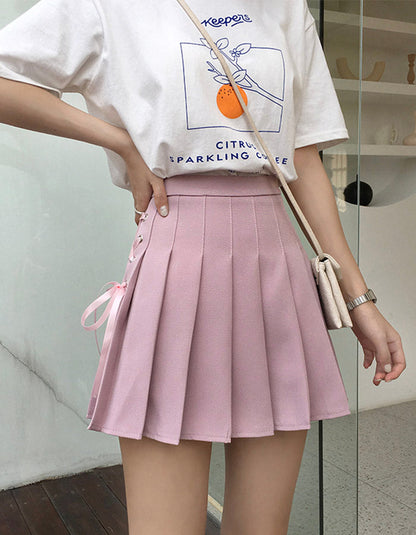 Cute A line side bow pleated skirt  3499