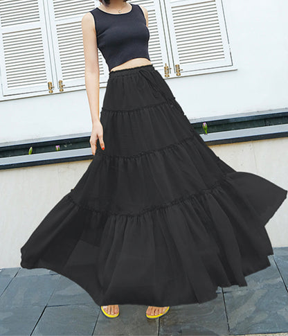 A line soft chiffon skirt women's skirt  3507