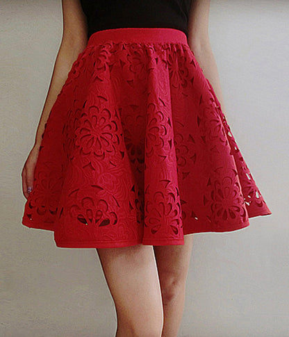 Cute A line skirt red/black skirt  3506