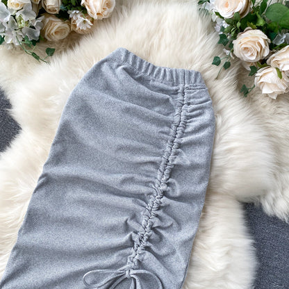 Simple drawstring skirt  3447