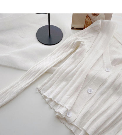 Thin long sleeve V-neck knit cardigan  6525
