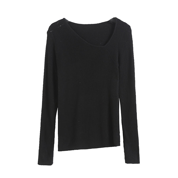 Irregular design neckline slim knit  7306
