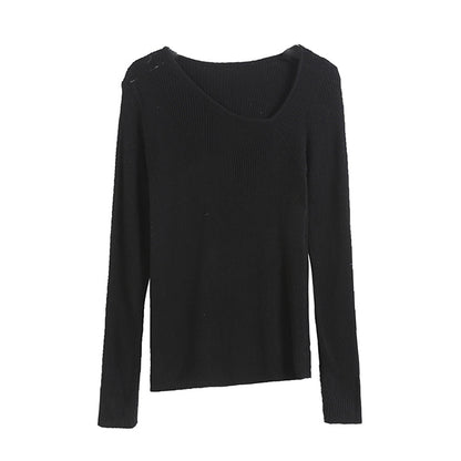 Irregular design neckline slim knit  7306