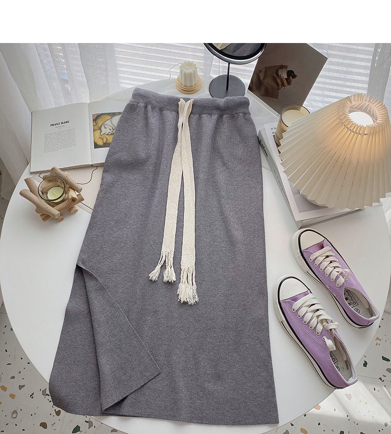 Korean version of lazy style versatile pop split skirt  5783