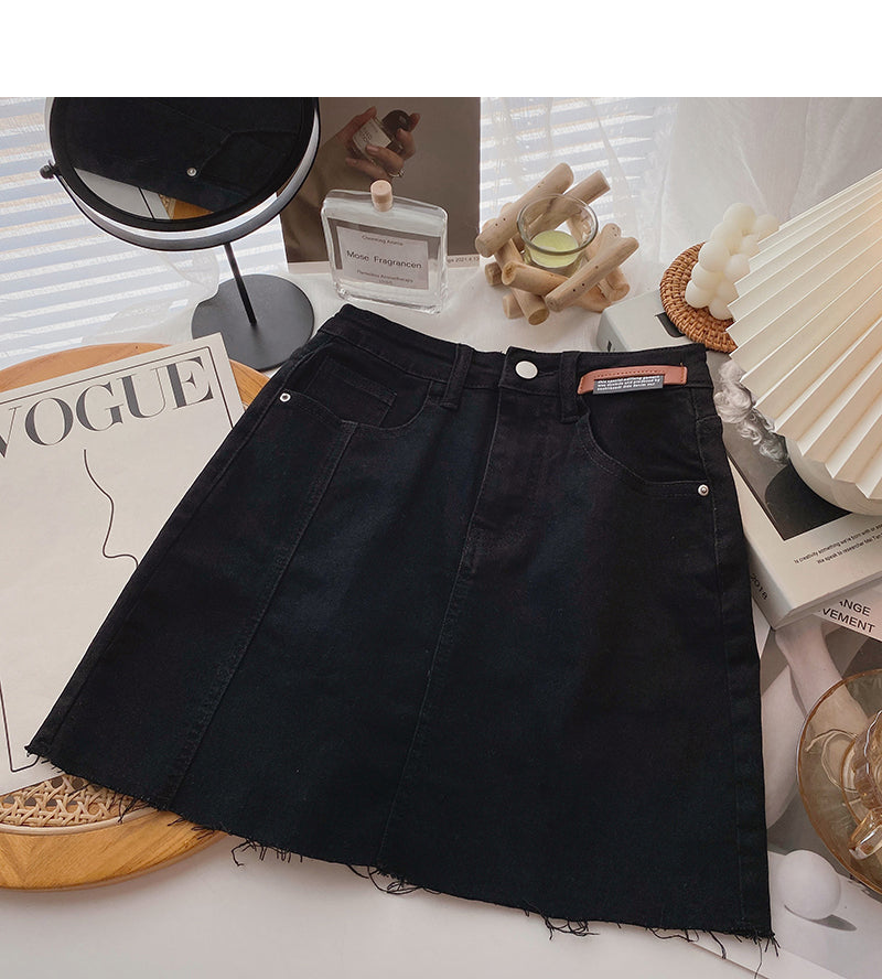 Slim and versatile casual design high waist A-line skirt  5590