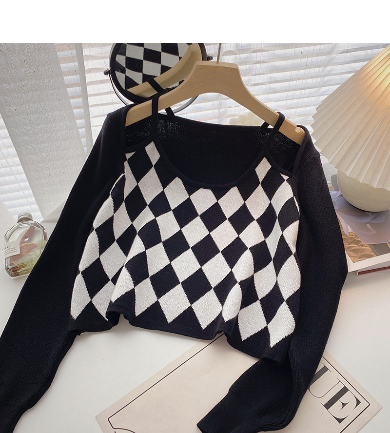 Vintage short contrast long sleeve T-shirt  6540