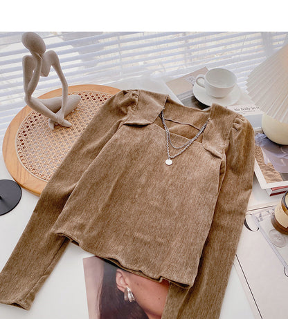 Design chain Square Neck Shirt Pullover Top  6355