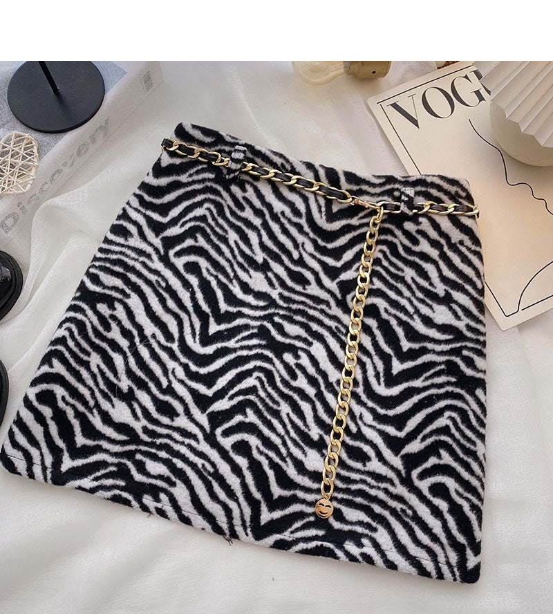 Retro chain thin leopard skirt  5490