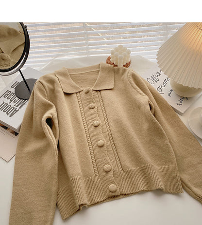 New Korean design sense Lapel slim long sleeve top  5869
