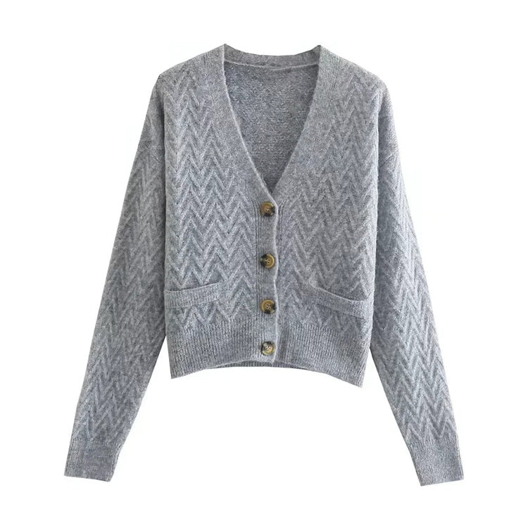Versatile herringbone twill knit cardigan jacket  7400