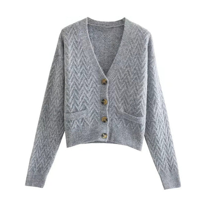 Versatile herringbone twill knit cardigan jacket  7400