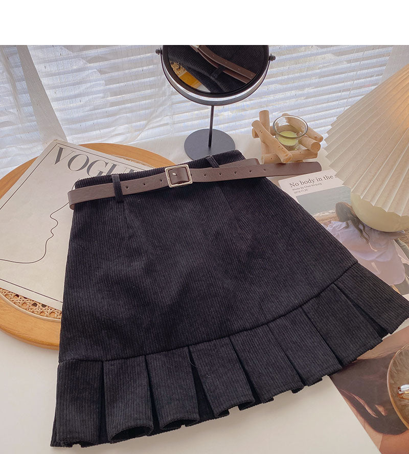 New Korean retro age reducing skirt with belt  5547