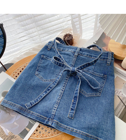 New Korean version versatile personalized bandage high waist A-line skirt  5524