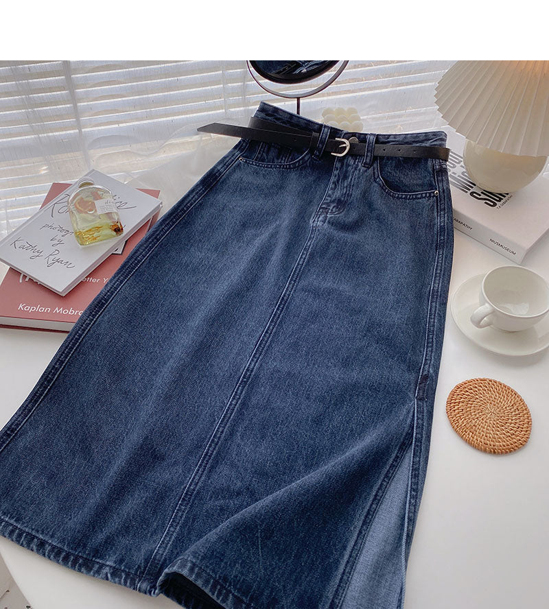 Korean split A-shaped high waist slim design fashion skirt  5709