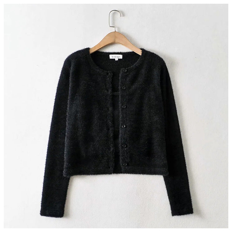 Aging sweet simple button solid color sweater cardigan  7210