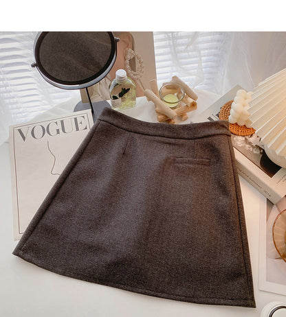 Korean slim and versatile anti light A-line short skirt  5584