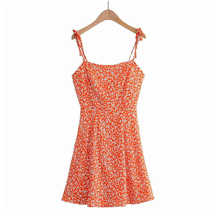 Holiday style backless sexy Floral Dress  7093