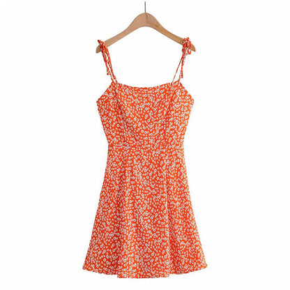 Holiday style backless sexy Floral Dress  7093