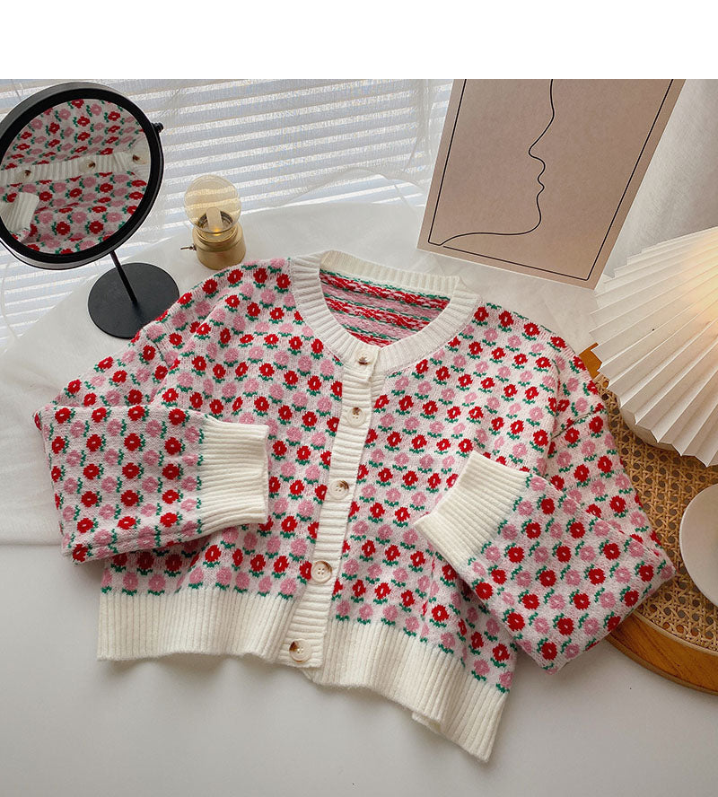 Knitwear women's small long sleeve short age reducing jacket  5848