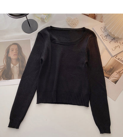 Knitwear slim short bottomed long sleeve top  6659