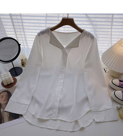 Loose long sleeved top with thin temperament and falling feeling 6267
